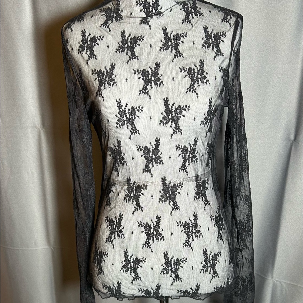 Elegant Black Lace Floral Women's Top